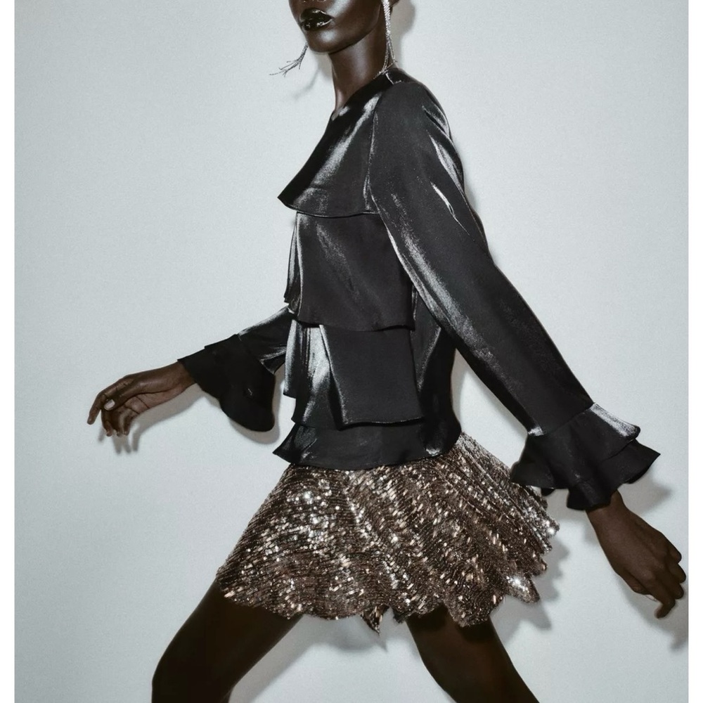 NWT ZARA ASYMMETRIC SEQUIN SKORT - Picture 3 of 10